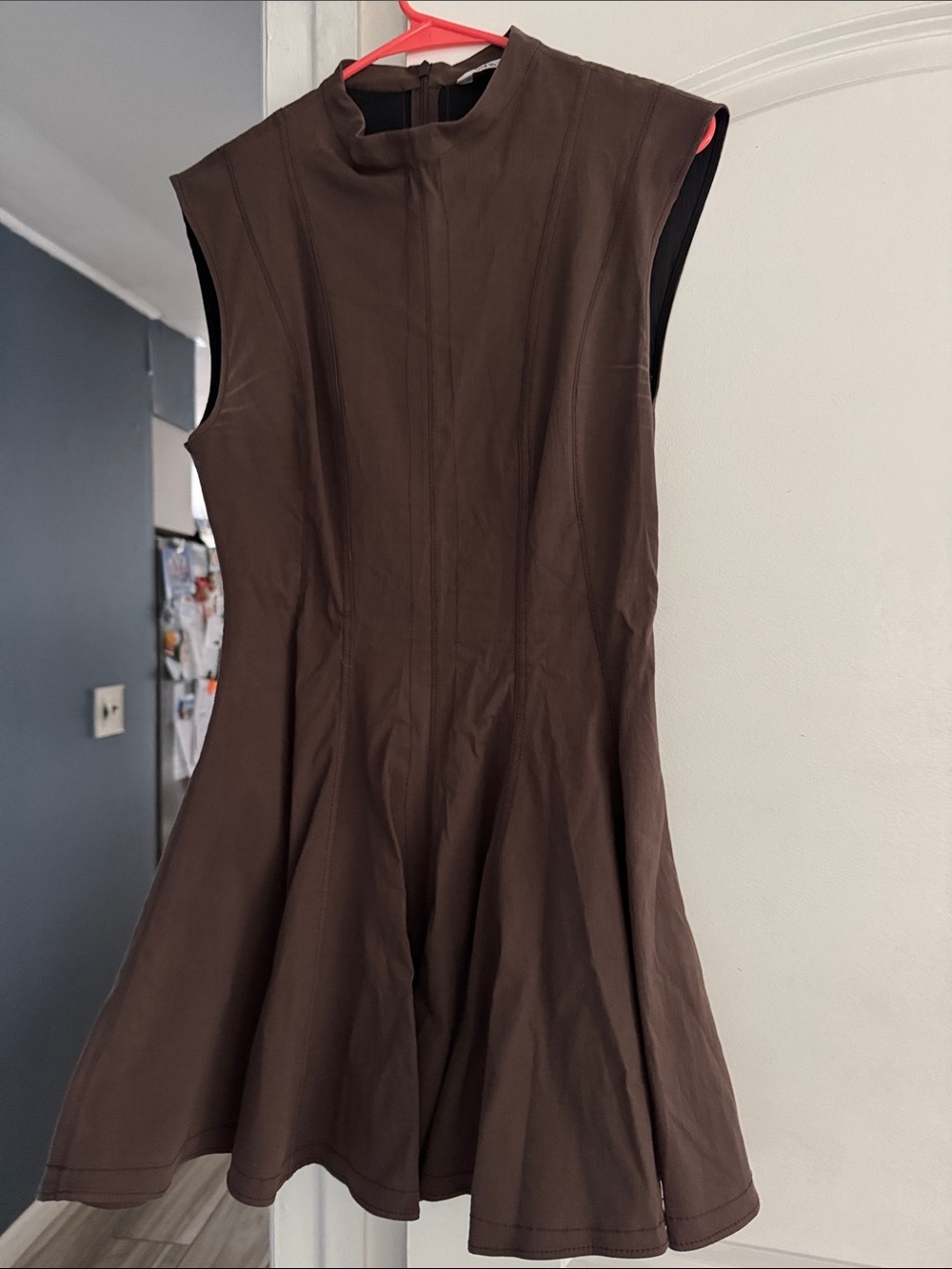 Zara Brown Sleeveless Fit-and-Flare Dress